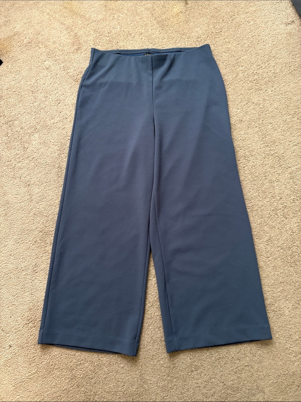 LOFT Slate Blue Wide-Leg Cropped Pants